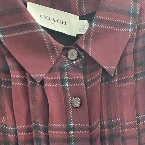 Coach Silk Red Plaid Asymmetrical Size 4 Mini Dress - Picture 5 of 10